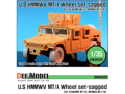 Hmmwv Bfgr Sagged Wheel Set(For Academy 1/35 M1151, Bronco M1114 Kit) - image 1