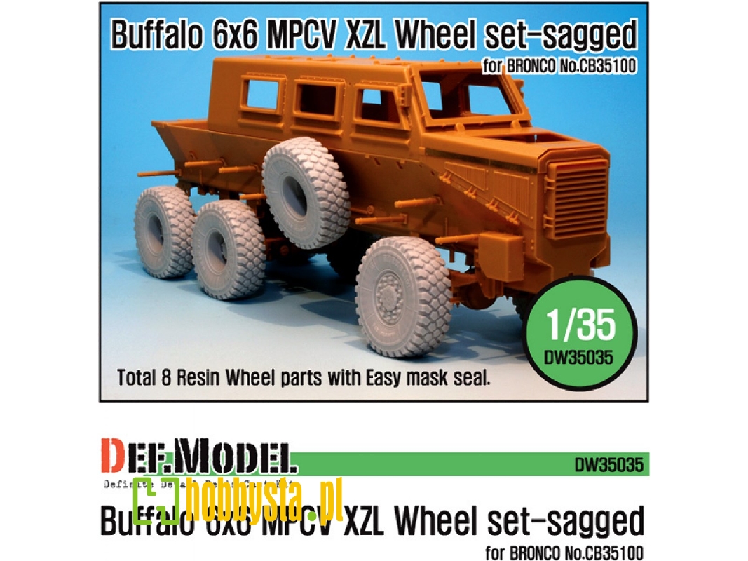 Buffalo 6x6 Mpcv Mich. Xzl Sagged Wheel Set(For Bronco 1/35) - image 1 Buffalo 6x6 Mpcv Mich. Xzl Sagged Wheel Set(For Bronco 1/35) - image 1