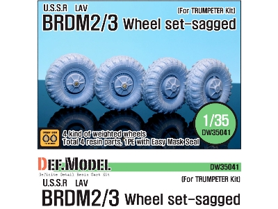 Brdm-2 Sagged Wheel Set (For Trumpeter 1/35) - image 1