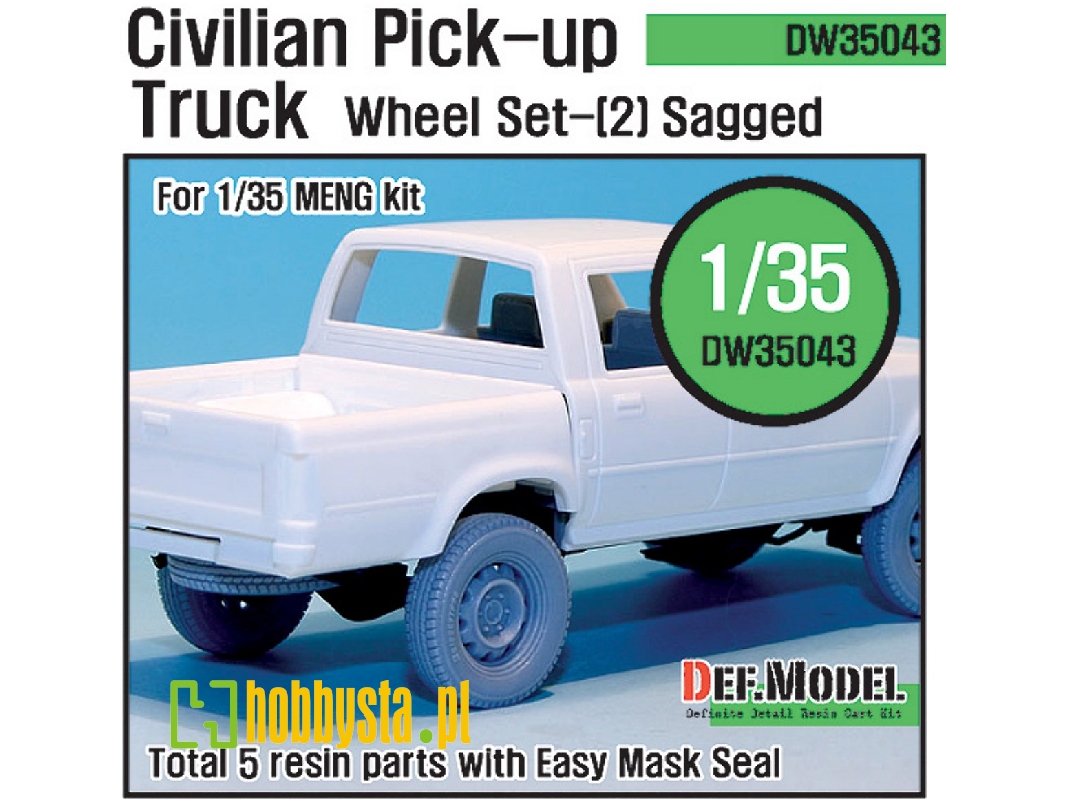 Civilian Pick Up Truck Sagged Wheel Set 2 (For Meng 1/35) - image 1 Civilian Pick Up Truck Sagged Wheel Set 2 (For Meng 1/35) - image 1
