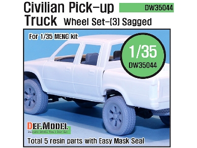 Civilian Pick Up Truck Sagged Wheel Set 3 (For Meng 1/35) - image 1
