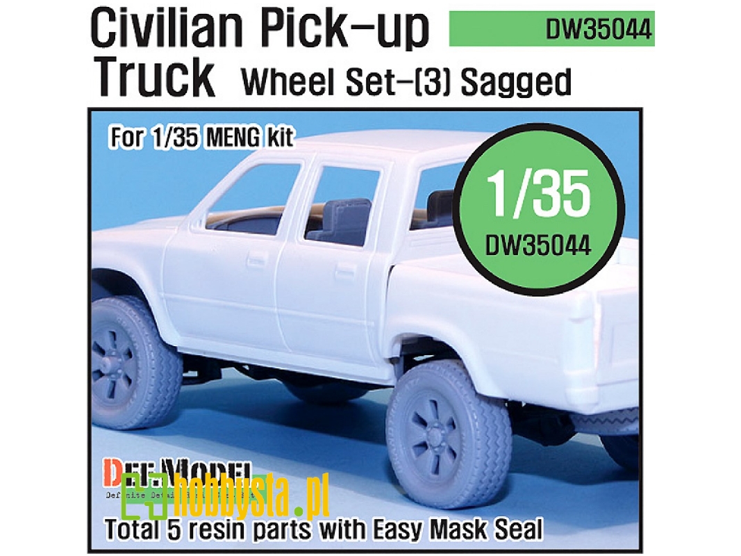 Civilian Pick Up Truck Sagged Wheel Set 3 (For Meng 1/35) - image 1