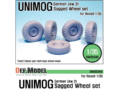 German Unimog Lkw 2t Sagged Wheel Set (For Revell 1/35) - image 1