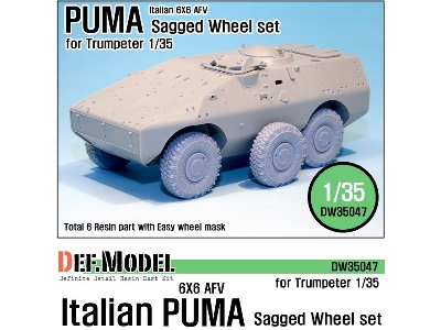 Italian Puma 6x6 Afv Sagged Wheel Set (For Trumpeter 1/35) - image 1