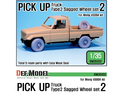 Pick Up Truck Type 2 Sagged Wheel Set 2 (For Meng Vs004 1/35) - image 1