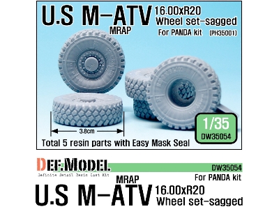 Us Army M-atv 'big' Sagged Wheel Set (For Panda 1/35) - image 1