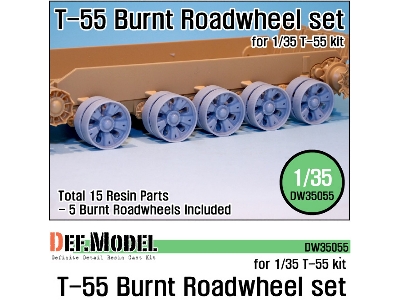 T-55 Burnt Roadwheel Set (For T-55 Kit 1/35) - image 1
