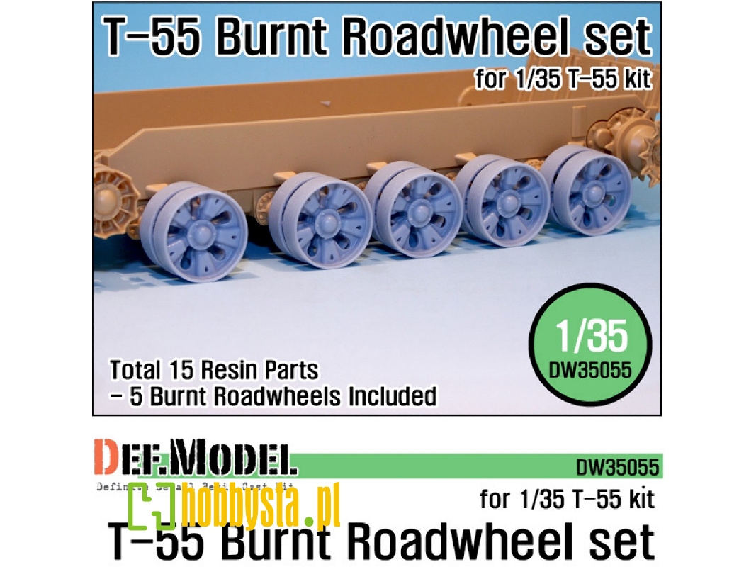 T-55 Burnt Roadwheel Set (For T-55 Kit 1/35) - image 1