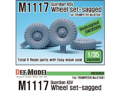 Us M1117 Guardian Asv Sagged Wheel Set (For Trumpeter 1/35) - image 1