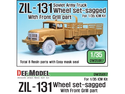 Zil-131 Sagged Wheel Set With Correct Grill Parts (For Icm 1/35) - image 1