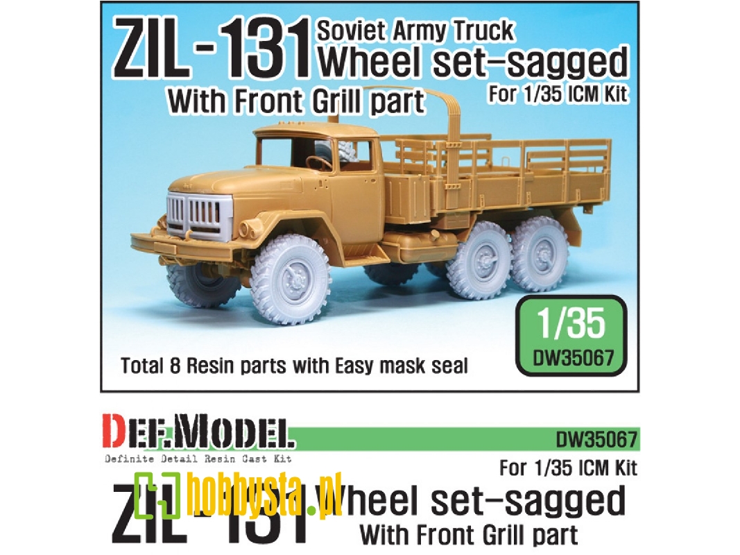Zil-131 Sagged Wheel Set With Correct Grill Parts (For Icm 1/35) - image 1