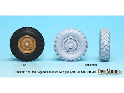 Zil-131 Sagged Wheel Set With Correct Grill Parts (For Icm 1/35) - image 3