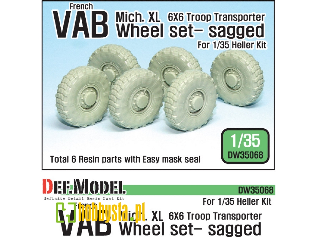 French Vab Sagged Wheel Set 1-mich. Xl (For Heller 1/35 6 Wheel Included) - image 1