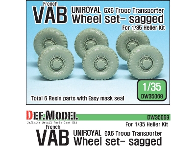 French Vab Sagged Wheel Set 2-uniroyal (For Heller 1/35 6 Wheel Included) - image 1