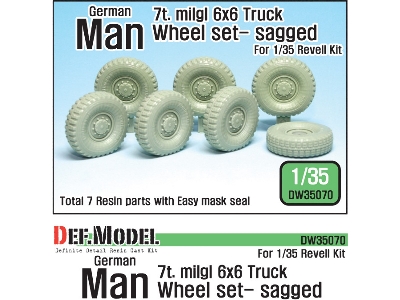 German Man 7t. Milgl 6x6 Truck Sagged Wheel Set (For Revell 1/35) - image 1
