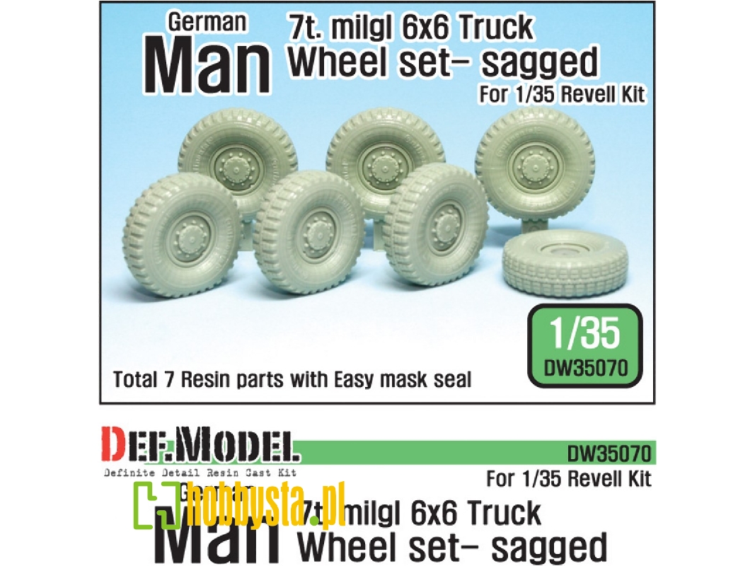 German Man 7t. Milgl 6x6 Truck Sagged Wheel Set (For Revell 1/35) - image 1