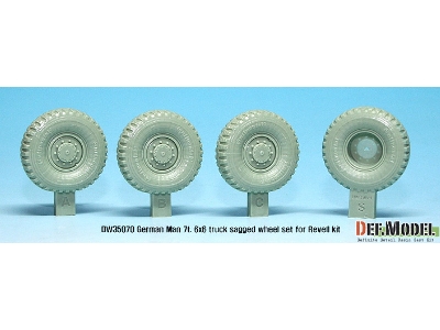 German Man 7t. Milgl 6x6 Truck Sagged Wheel Set (For Revell 1/35) - image 2