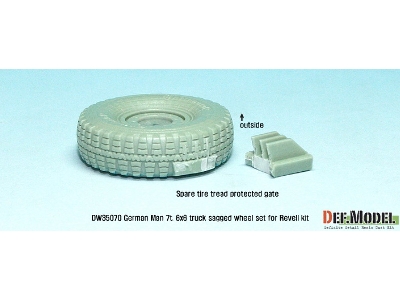 German Man 7t. Milgl 6x6 Truck Sagged Wheel Set (For Revell 1/35) - image 4