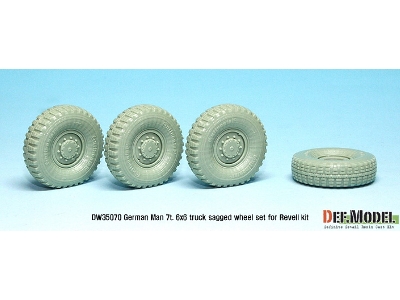 German Man 7t. Milgl 6x6 Truck Sagged Wheel Set (For Revell 1/35) - image 5