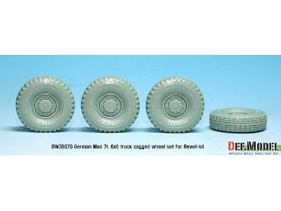 German Man 7t. Milgl 6x6 Truck Sagged Wheel Set (For Revell 1/35) - image 6