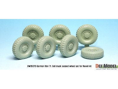 German Man 7t. Milgl 6x6 Truck Sagged Wheel Set (For Revell 1/35) - image 7