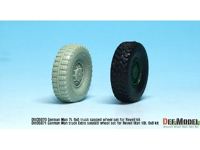 German Man 7t. Milgl 6x6 Truck Sagged Wheel Set (For Revell 1/35) - image 10