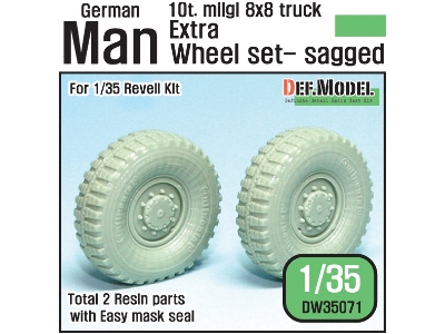 German Man Milgl Truck Extra 2ea Sagged Wheel Set (For Revell Man 10t 1/35) - image 1