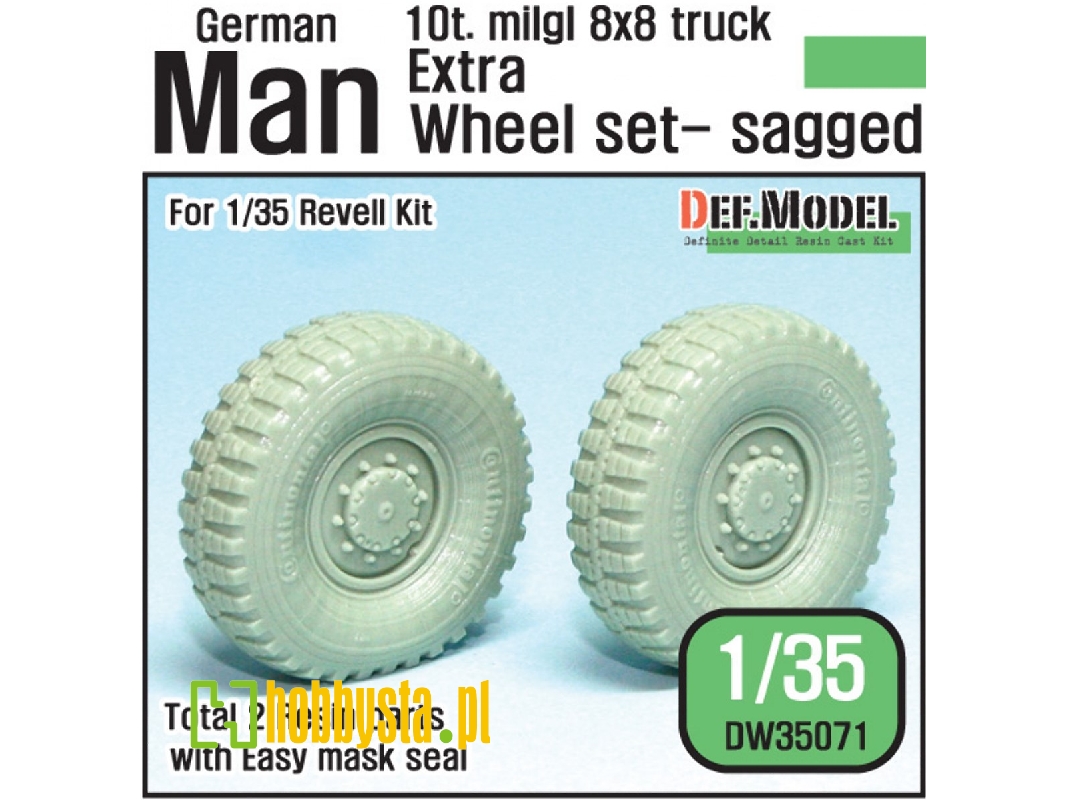 German Man Milgl Truck Extra 2ea Sagged Wheel Set (For Revell Man 10t 1/35) - image 1