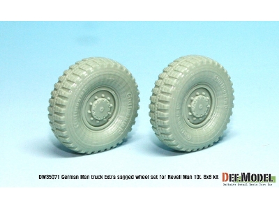 German Man Milgl Truck Extra 2ea Sagged Wheel Set (For Revell Man 10t 1/35) - image 2