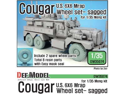 Us Cougar 6x6 Mrap Sagged Wheel Set - 2 Spare Wheel (For Meng 1/35) - image 1