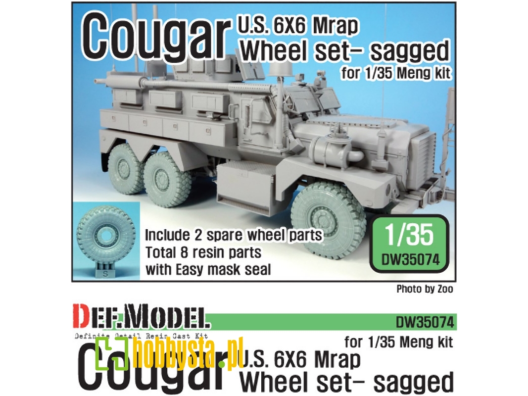 Us Cougar 6x6 Mrap Sagged Wheel Set - 2 Spare Wheel (For Meng 1/35) - image 1