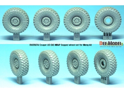Us Cougar 6x6 Mrap Sagged Wheel Set - 2 Spare Wheel (For Meng 1/35) - image 2