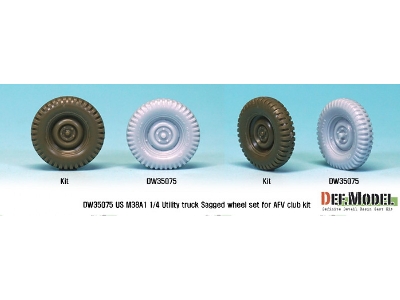 Us M38a1 4x4 Truck Sagged Wheel Set (For Afv Club 1/35) - image 3