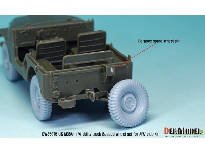 Us M38a1 4x4 Truck Sagged Wheel Set (For Afv Club 1/35) - image 9