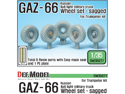 Russian Gaz-66 Sagged Wheel Set (For Trumpeter 1/35) - image 1