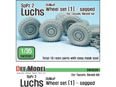 German Luchs 8x8 Dunlxp Sagged Wheel Set-1 (For Takom/Revell 1/35) - image 1