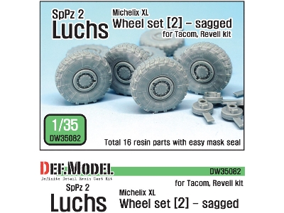 German Luchs 8x8 Mich.Xl Sagged Wheel Set-2 (For Tacom/Revell 1/35) - image 1