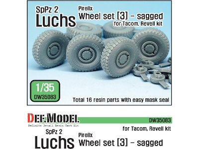 German Luchs 8x8 Pirxlli Sagged Wheel Set-3 (For Tacom/Revell 1/35) - image 1