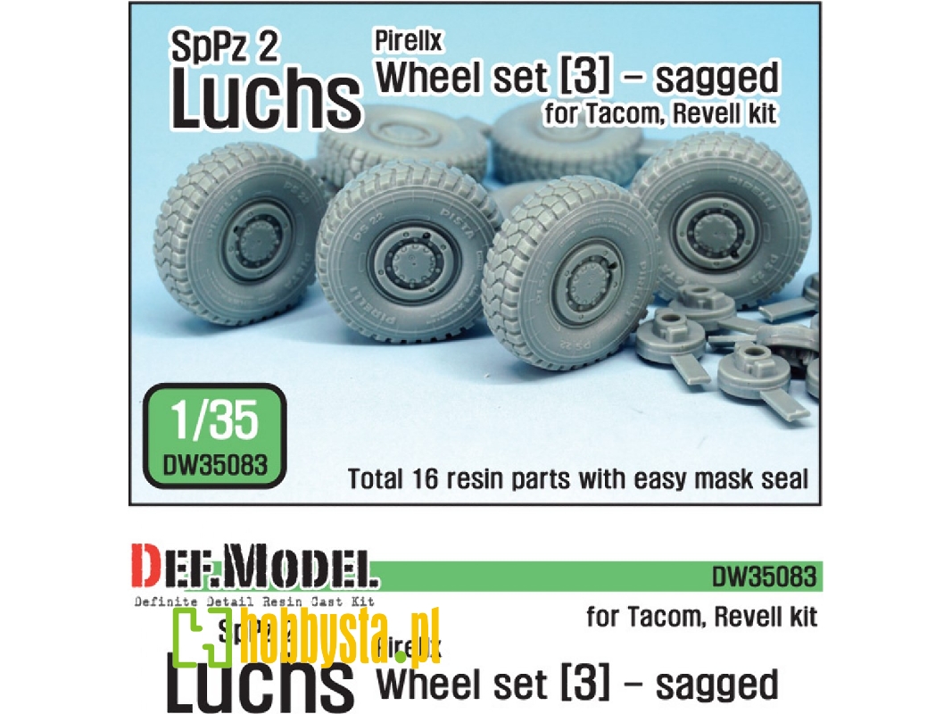 German Luchs 8x8 Pirxlli Sagged Wheel Set-3 (For Tacom/Revell 1/35) - image 1
