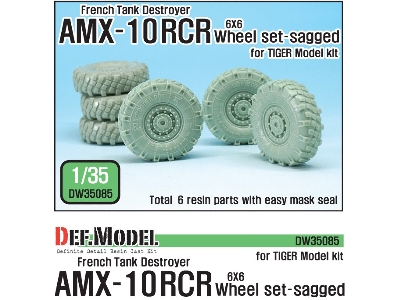 French Amx-10 Rcr Tank Destroyer 6x6 Sagged Wheel Set (For Tiger Model 1/35) - image 1