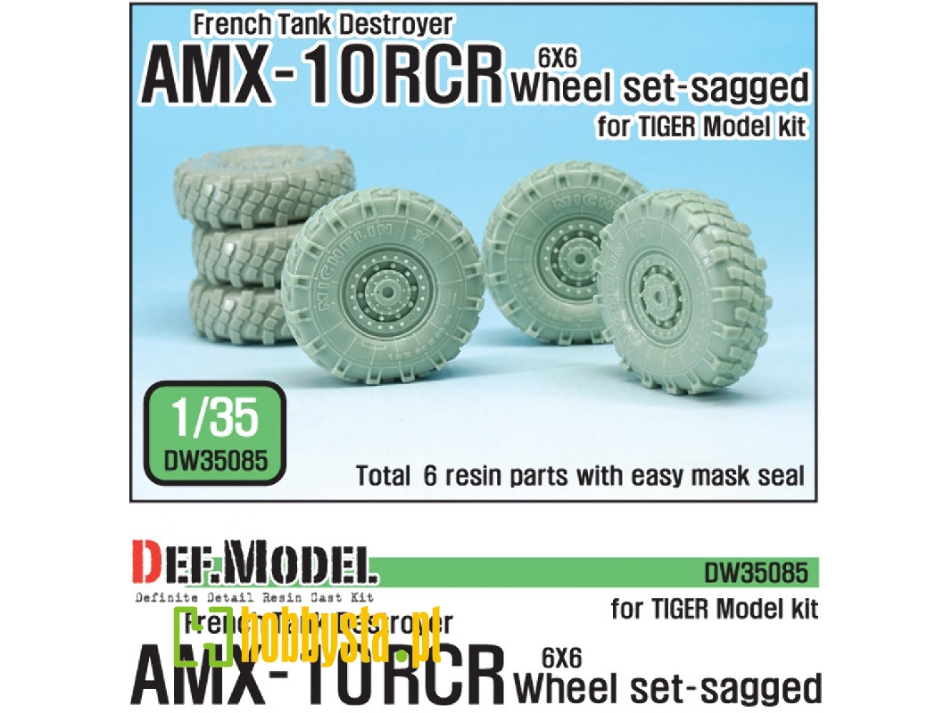 French Amx-10 Rcr Tank Destroyer 6x6 Sagged Wheel Set (For Tiger Model 1/35) - image 1