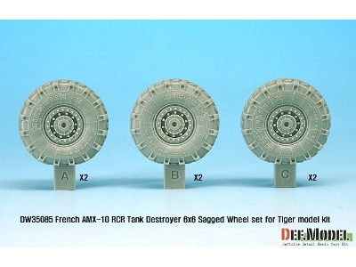 French Amx-10 Rcr Tank Destroyer 6x6 Sagged Wheel Set (For Tiger Model 1/35) - image 2