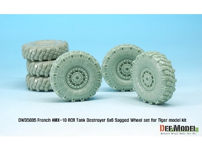 French Amx-10 Rcr Tank Destroyer 6x6 Sagged Wheel Set (For Tiger Model 1/35) - image 5