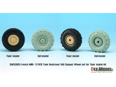 French Amx-10 Rcr Tank Destroyer 6x6 Sagged Wheel Set (For Tiger Model 1/35) - image 7