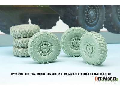 French Amx-10 Rcr Tank Destroyer 6x6 Sagged Wheel Set (For Tiger Model 1/35) - image 9