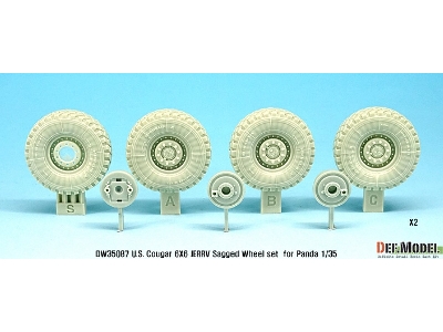 U.S. Cougar 6x6 Jerrv Sagged Wheel Set - 2 Spare Wheel (For Panda 1/35) - image 2