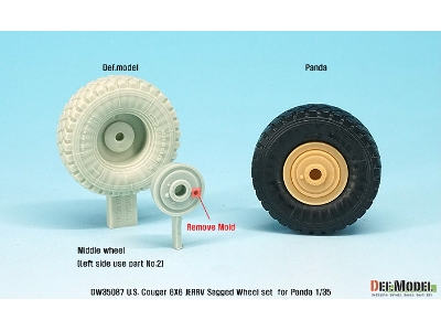 U.S. Cougar 6x6 Jerrv Sagged Wheel Set - 2 Spare Wheel (For Panda 1/35) - image 7