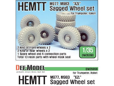 Us Hemtt Xzl M977,m983 Sagged Wheel Set (For Trumpeter/Italeri 1/35) - image 1