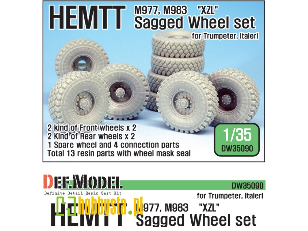 Us Hemtt Xzl M977,m983 Sagged Wheel Set (For Trumpeter/Italeri 1/35) - image 1