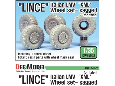 Italian Lmv Lince Xml Sagged Wheel Set (For Italeri 1/35) - image 1
